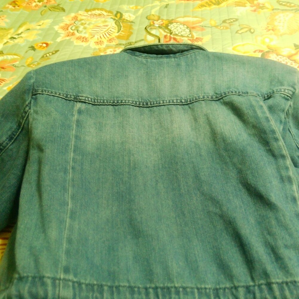 J JILL DENIM MED PETITE JACKET WITH HIDDEN DRAWSTRING - Picture 6 of 6